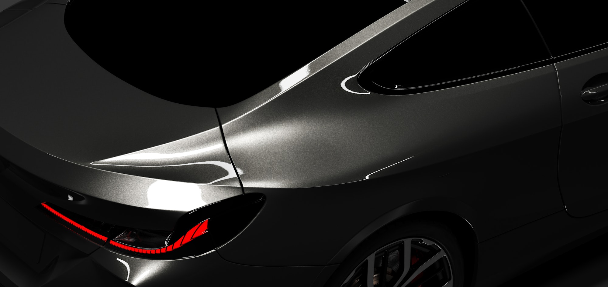 Detail shot of modern black premium car